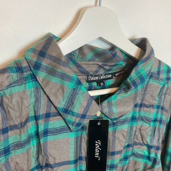 Tolani Collection Neicy Flannel Floral Long Sleeve Blouse Top 3X - Picture 2 of 7
